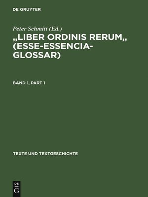 cover image of "Liber ordinis rerum" (Esse-Essencia-Glossar)